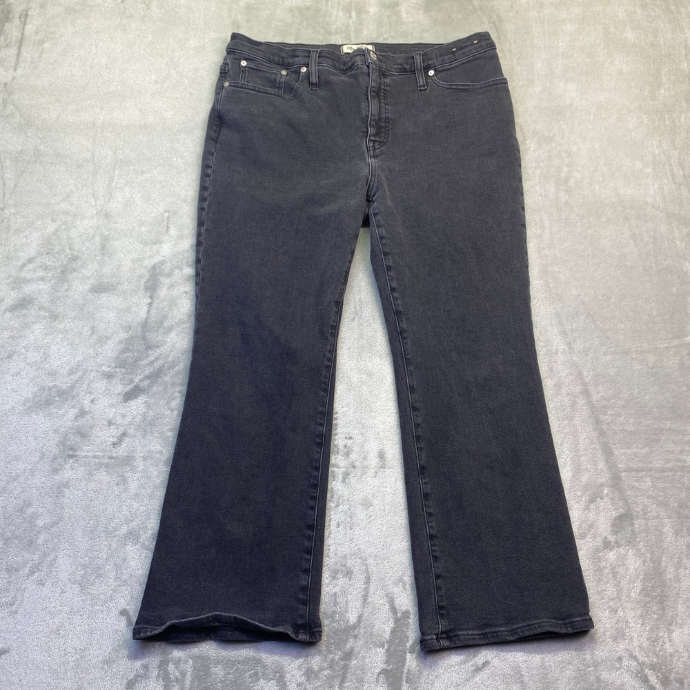 Madewell Mid-Rise Kick‎ Out Jeans Faded Black Cropped Flare Size 32 Western